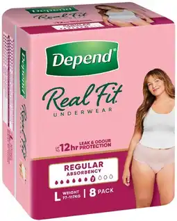 Coles Depend Real Fit Continence Underwear for Women Size L offer
