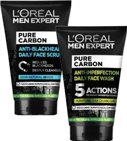 Coles L'Orèal Men Pure Carbon Face Wash or Scrub 100mL offer