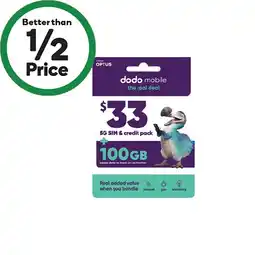 Woolworths Dodo $33 Starter Pack offer