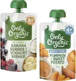 Coles Only Organic 4+ Months, 6+ Months or 8+ Months Baby Food Pouch 120g offer
