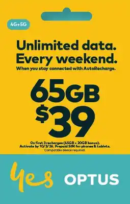 Coles Optus $39 Prepaid SIM Starter Kit offer