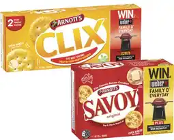 Coles Arnott's Savoy or Clix Crackers 225g-250g offer