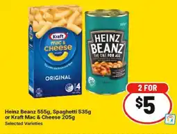IGA Heinz Beanz , Spaghetti or Kraft Mac & Cheese offer
