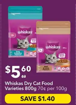 Ritchies Whiskas Dry Cat Food Varieties offer
