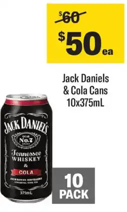 Liquorland Jack Daniels & Cola Cans offer