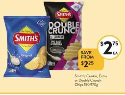 Foodworks Smith's Crinkle, Extra or DOUBLE CRUNCA Chips offer