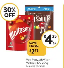 Foodworks Mars Pods, M&M's or Maltesers offer