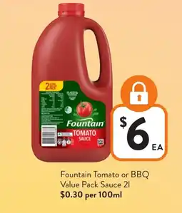 Foodworks Fountain Tomato or BBQ Value Pack Sauce offer