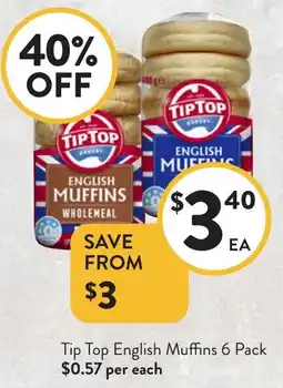 Foodworks Tip Top English Muffins offer