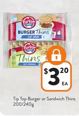 Foodworks Tip Top Burger or Sandwich Thins offer