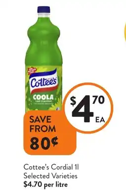 Foodworks Cottee's Cordial offer