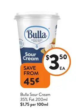 Foodworks Bulla Sour Cream 35% fat offer