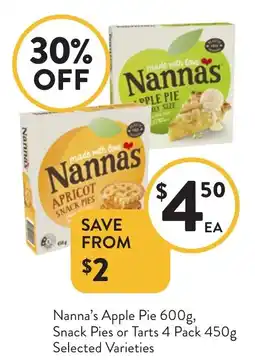 Foodworks Nanna's Apple Pie ,Snack Pies or Tarts offer