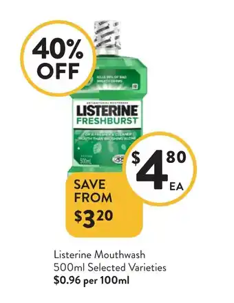 Foodworks Listerine Mouthwash offer