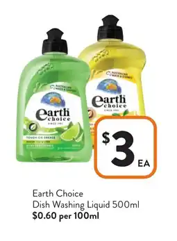 Foodworks Earth Choice Dish Washing Liquid offer