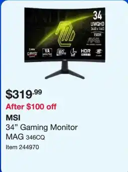 Costco MSI Gaming Monitor MAG offer