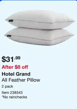 Costco Hotel Grand All Feather Pillow offer