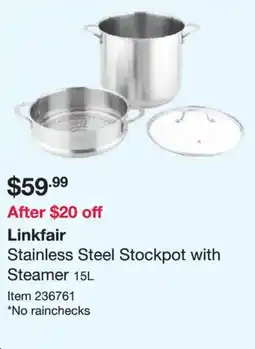 Costco Linkfair Stainless Steel Stockpot with Steamer offer