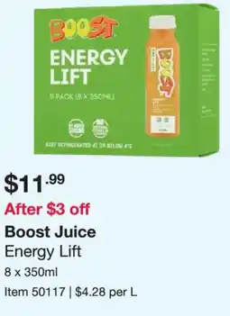 Costco Boost Juice Energy Lift offer