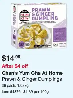 Costco Chan's Yum Cha At Home Prawn & Ginger Dumplings offer