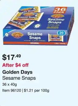 Costco Golden Days Sesame Snaps offer