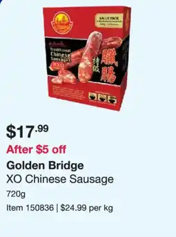 Costco Golden Bridge XO Chinese Sausage offer