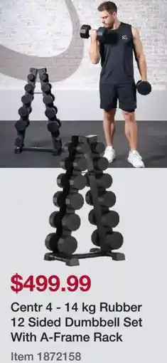 Costco Centr 4 - Rubber Dumbbell Set With A-Frame Rack offer