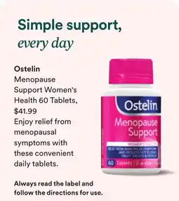 Priceline Ostelin Menopause Support women's offer