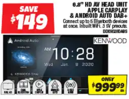 Autobarn 6.8" hd av head unit apple carplay & android auto dab+ offer