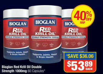 Direct Chemist Outlet Bioglan Red Krill Oil Double Strength 1000mg offer