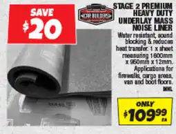 Autobarn Stage 2 premium heavy duty underlay mass noise liner offer