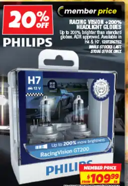 Autobarn RACING VISION +200% HEADLIGHT GLOBES offer