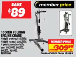 Autobarn 1000kg folding engine crane offer