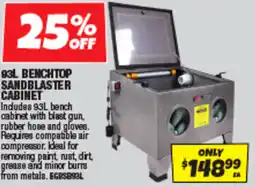 Autobarn 93l benchtop sandblaster cabinet offer