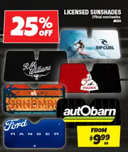 Autobarn Licensed sunshades offer