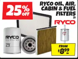 Autobarn Ryco oil, air, cabin & fuel filters offer