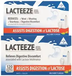 Amcal Pharmacies Lacteeze Lactase Enzymes 120 Tablets offer