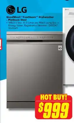 The Good Guys Quadwash truesteam dishwasher - platinum steel offer