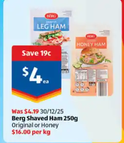 ALDI Berg shaved ham offer