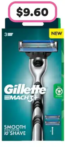 Priceline Gillette mach3+ razor 1 handle + 2 cartridges offer