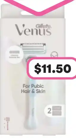 Priceline Gillette venus women's bikini razor for pubic hair & skin 1 handle + 2 blade refills offer