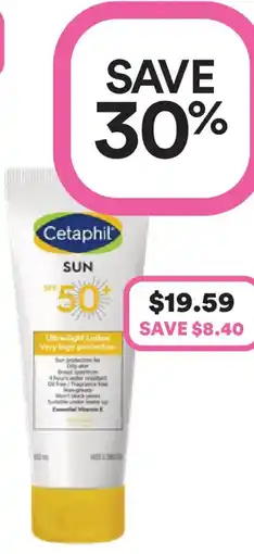 Priceline Cetaphil sun spf50+ ultra-light lotion body & face offer