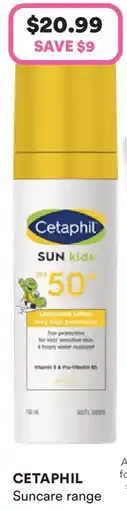 Priceline Cetaphil sun spf50+ kids lotion body & face offer