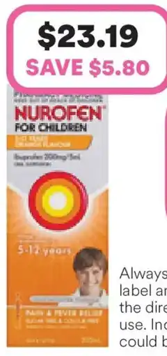 Priceline Nurofen for children 5-12 years orange flavour offer