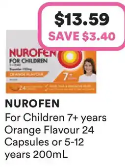 Priceline Nurofen for children ibuprofen 100mg 7+ years orange flavour offer