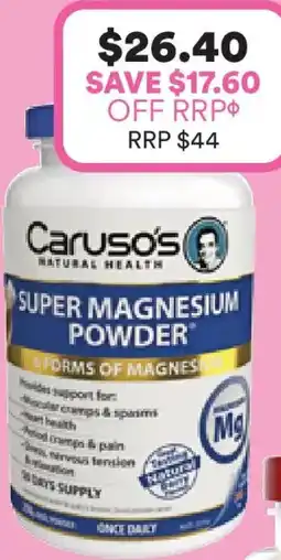 Priceline Caruso's natural health super magnesium powder offer