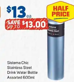 Foodland Sistema chic stainless steel drink water bottle offer