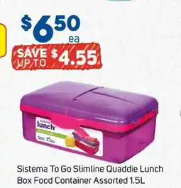 Foodland Sistema to go slimline quaddie lunch box food container offer