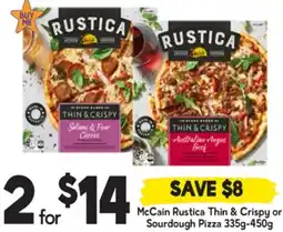 Drakes McCain Rustica Thin & Crispy or Sourdough Pizza offer