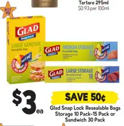 Drakes Glad Snap Lock Resealable Bags Storage Sandwich offer